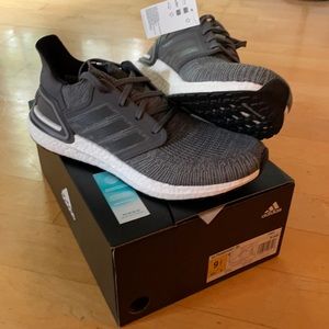 NEW men’s adidas Ultraboost 20 grey and white 9.5